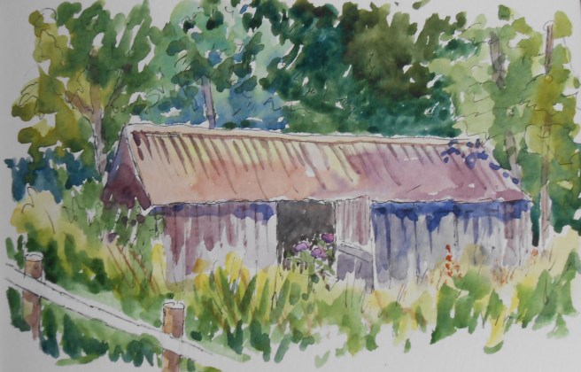 In the corner of a field